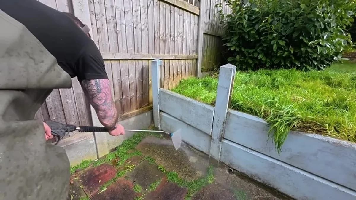 Low-pressure cleaning of concrete fence panels and gravel boards in Jacksonville, Florida